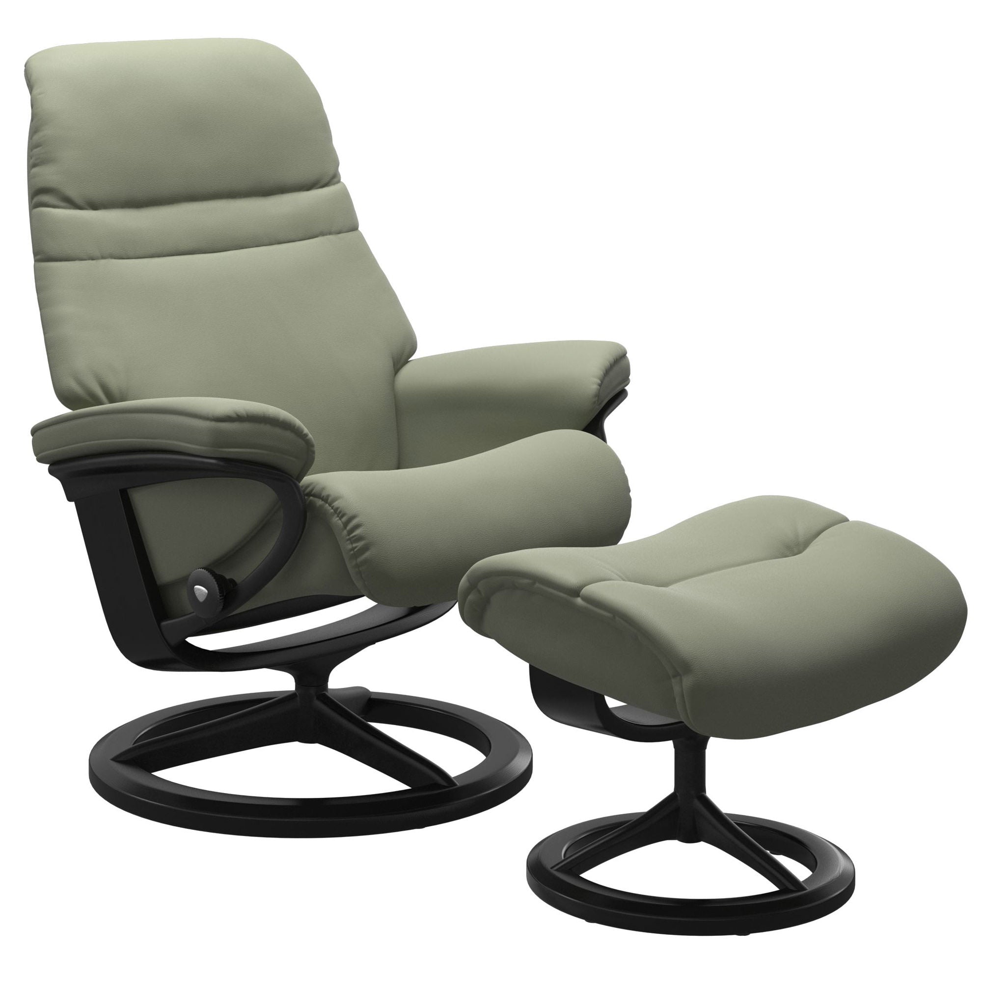 Stressless Sunrise Small Recliner & Ottoman - Signature - Paloma Shadow Green - In Stock