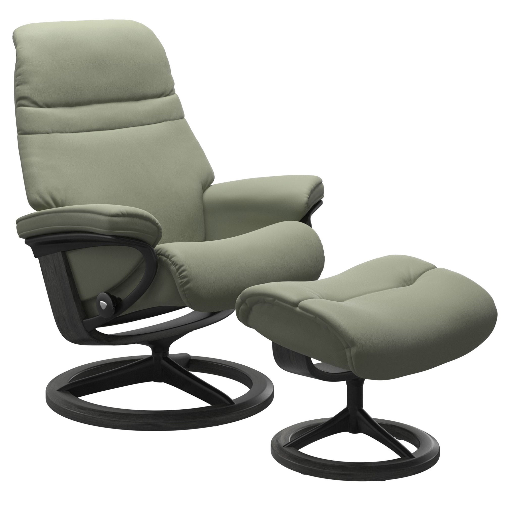 Stressless Sunrise Small Recliner & Ottoman - Signature - Paloma Shadow Green - In Stock