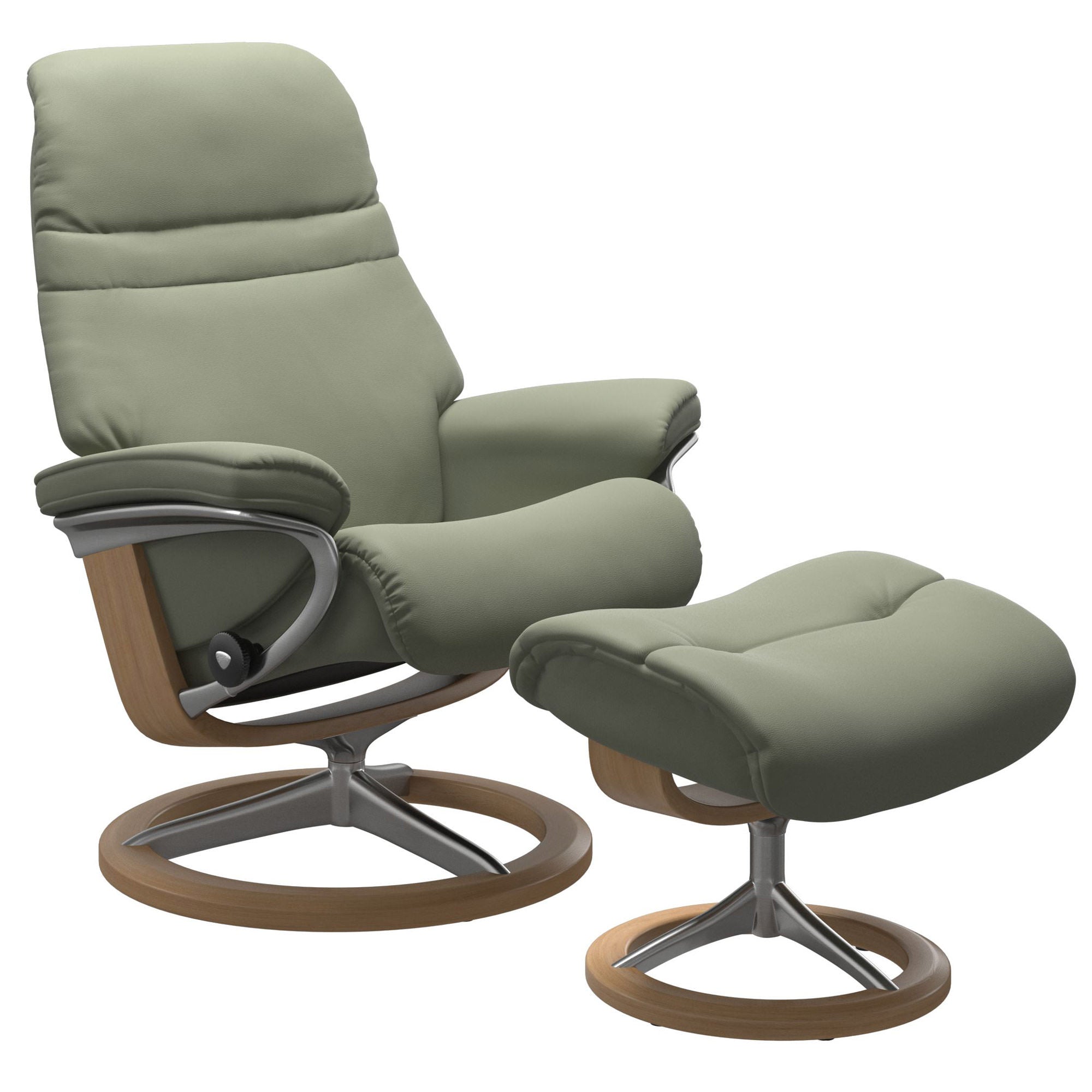 Stressless Sunrise Small Recliner & Ottoman - Signature - Paloma Shadow Green - In Stock