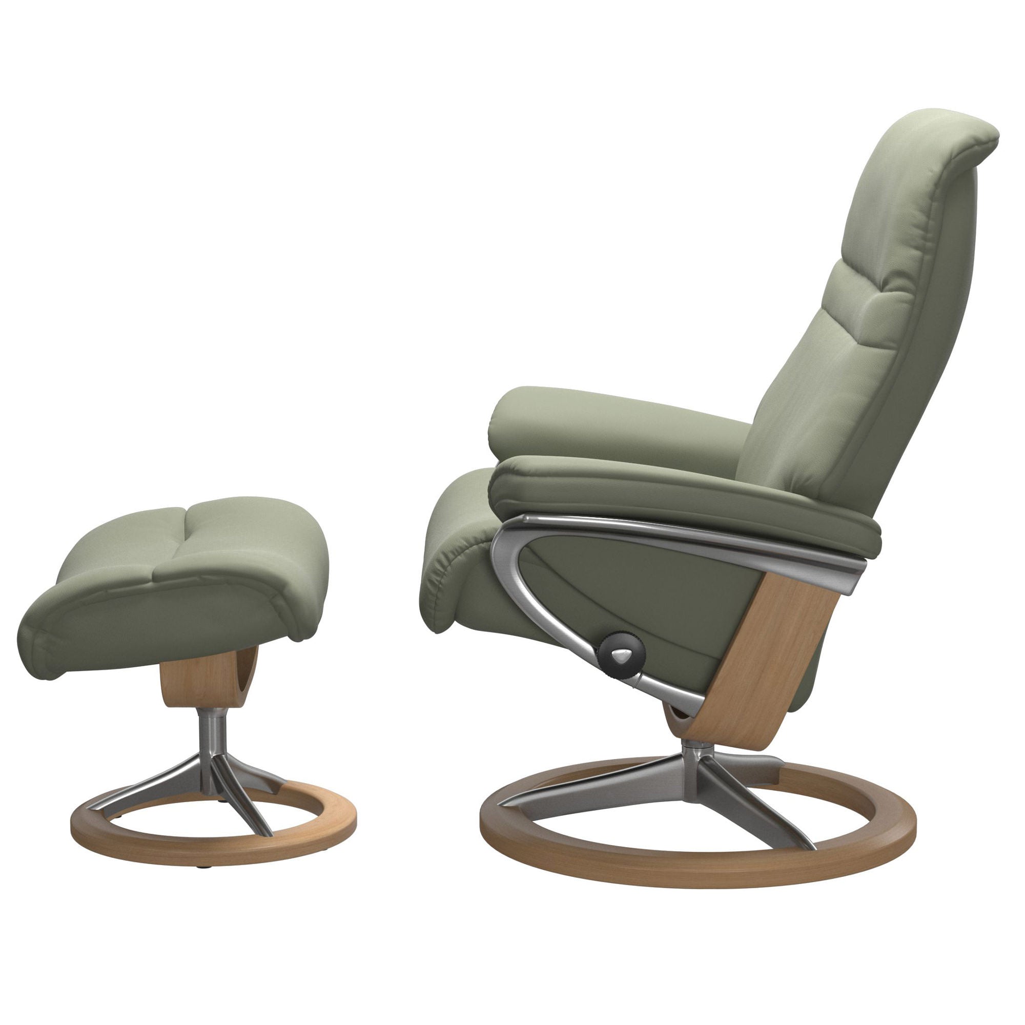 Stressless Sunrise Small Recliner & Ottoman - Signature - Paloma Shadow Green - In Stock