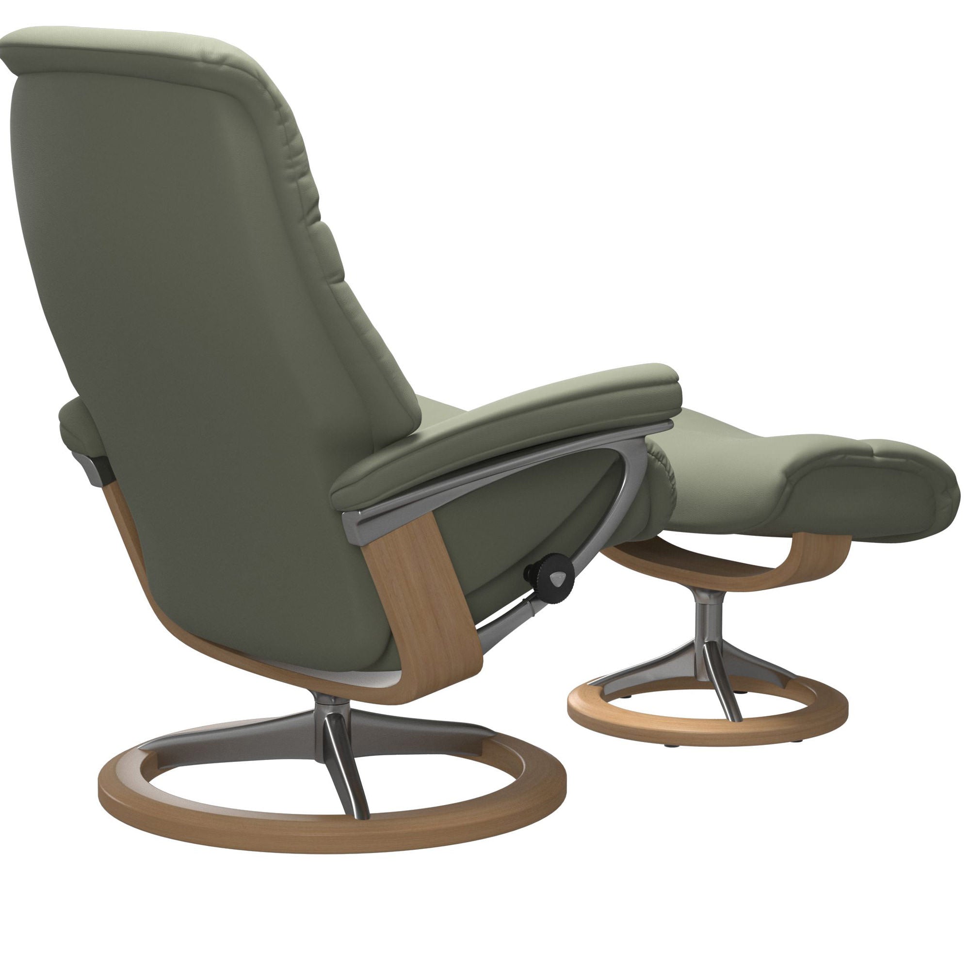 Stressless Sunrise Small Recliner & Ottoman - Signature - Paloma Shadow Green - In Stock