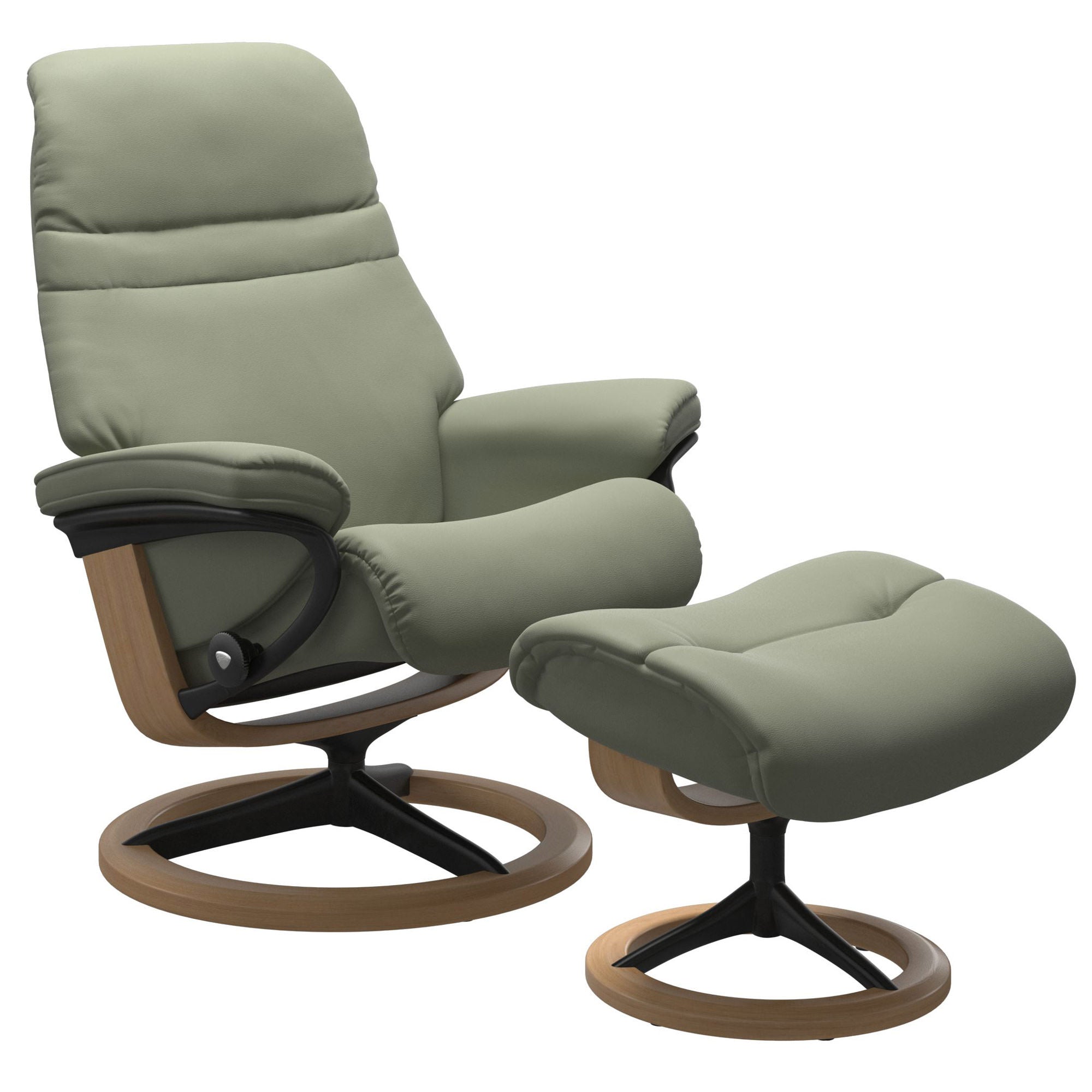 Stressless Sunrise Small Recliner & Ottoman - Signature - Paloma Shadow Green - In Stock