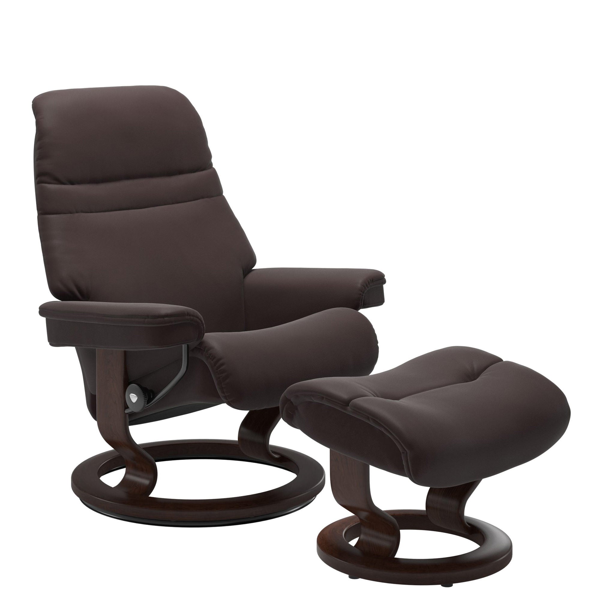 Stressless Sunrise Small Recliner & Ottoman - Classic - Paloma Chocolate - In Stock