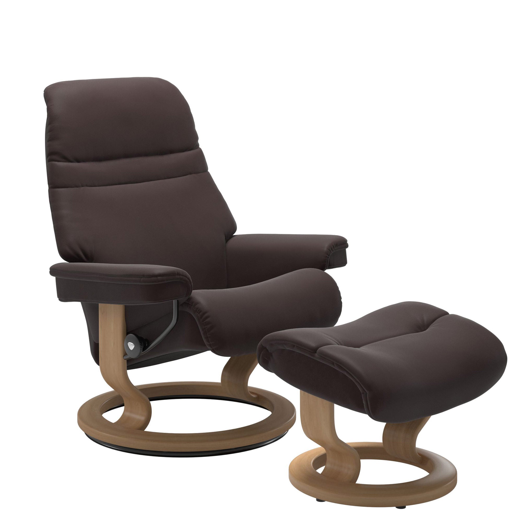Stressless Sunrise Large Recliner & Ottoman - Classic - Paloma Chocolate - In Stock