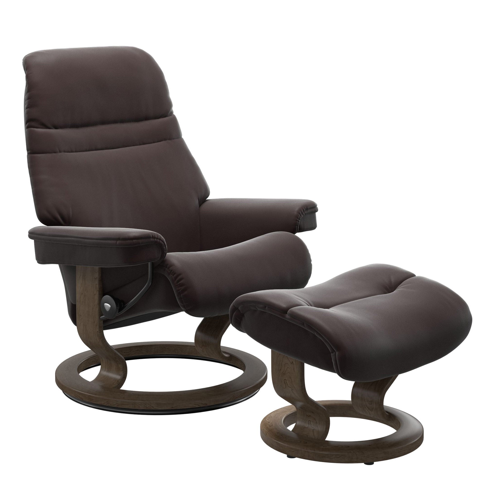 Stressless Sunrise Medium Recliner & Ottoman - Classic - Paloma Chocolate - In Stock