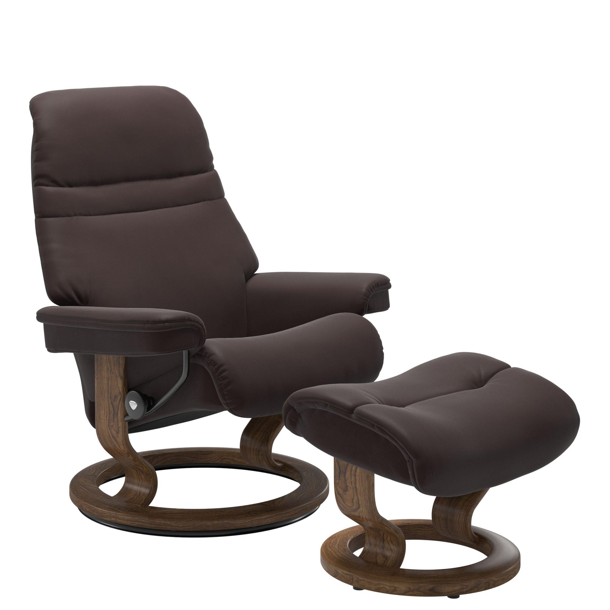 Stressless Sunrise Medium Recliner & Ottoman - Classic - Paloma Chocolate - In Stock