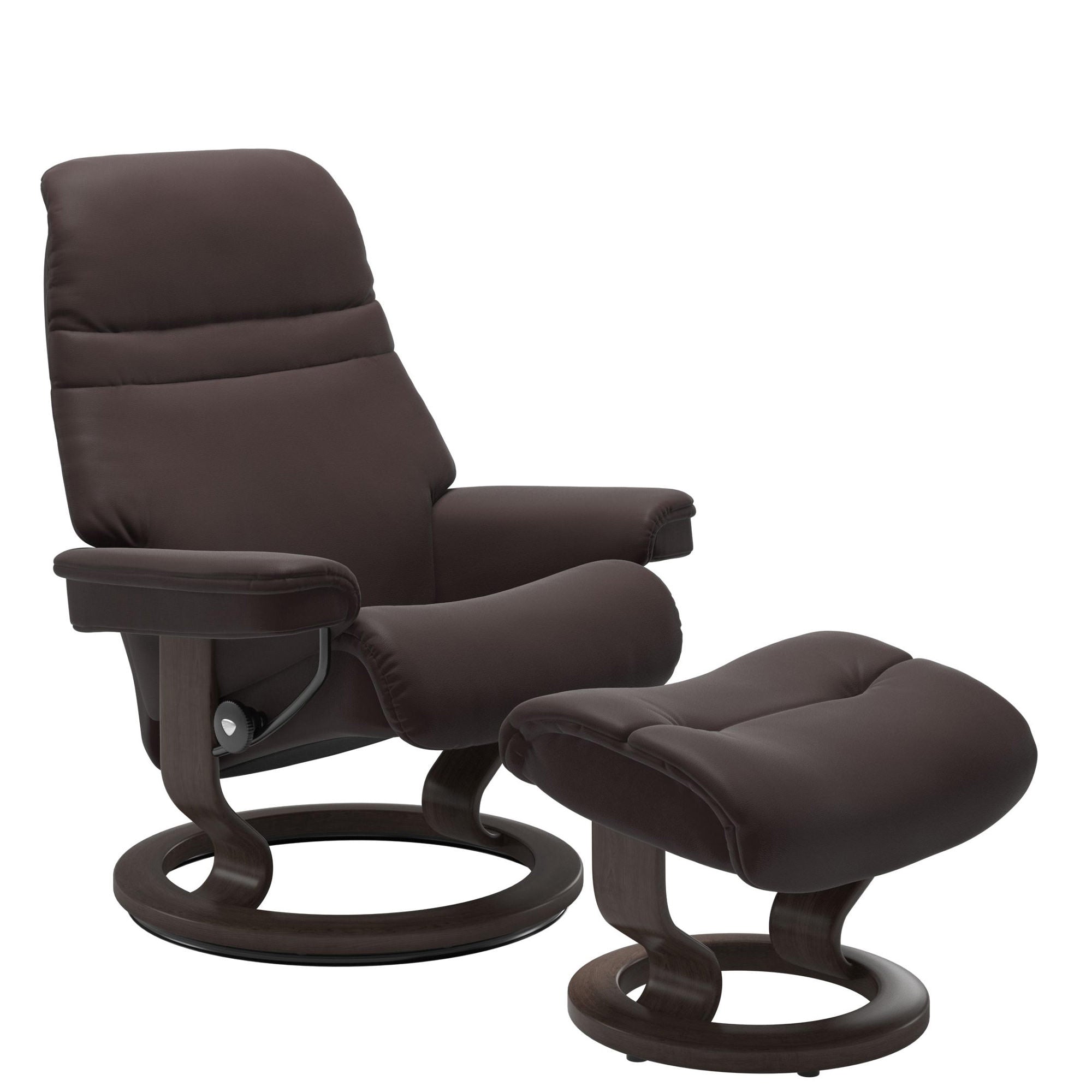 Stressless Sunrise Large Recliner & Ottoman - Classic - Paloma Chocolate - In Stock