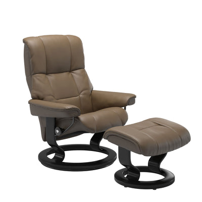 Stressless Mayfair Large Recliner & Ottoman - Classic - Velaro Mole - In Stock