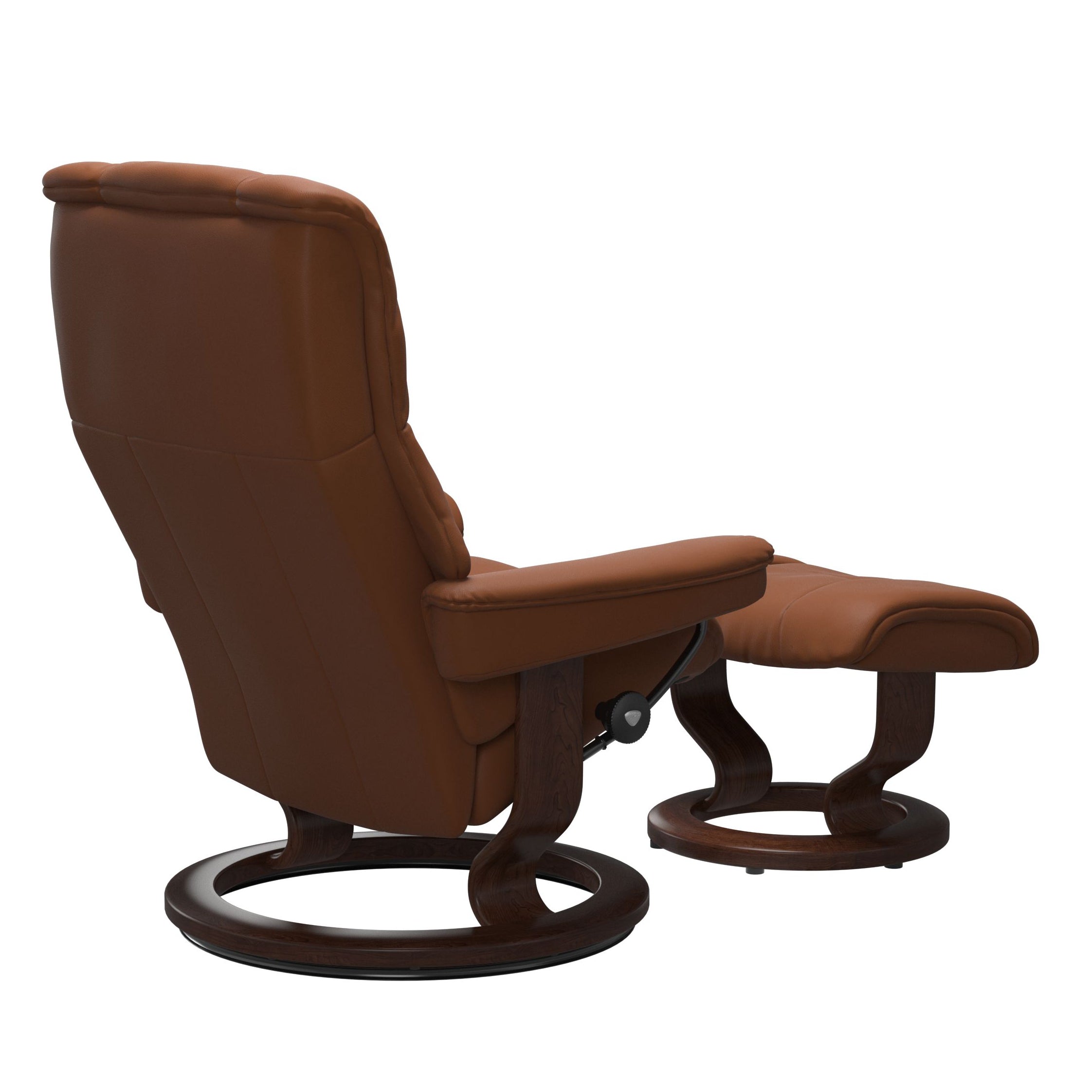 Stressless Mayfair Large Recliner & Ottoman - Classic - Paloma New Cognac - In Stock