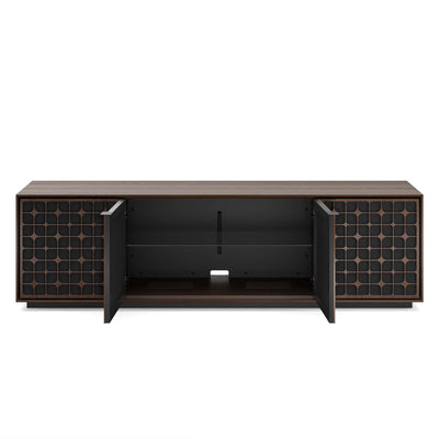 Soundbar cabinet in features glass shelves and double doors for added space GALLERY