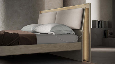 BDI Washed oak with Almond Fabric Headboard Cushion GALLERY