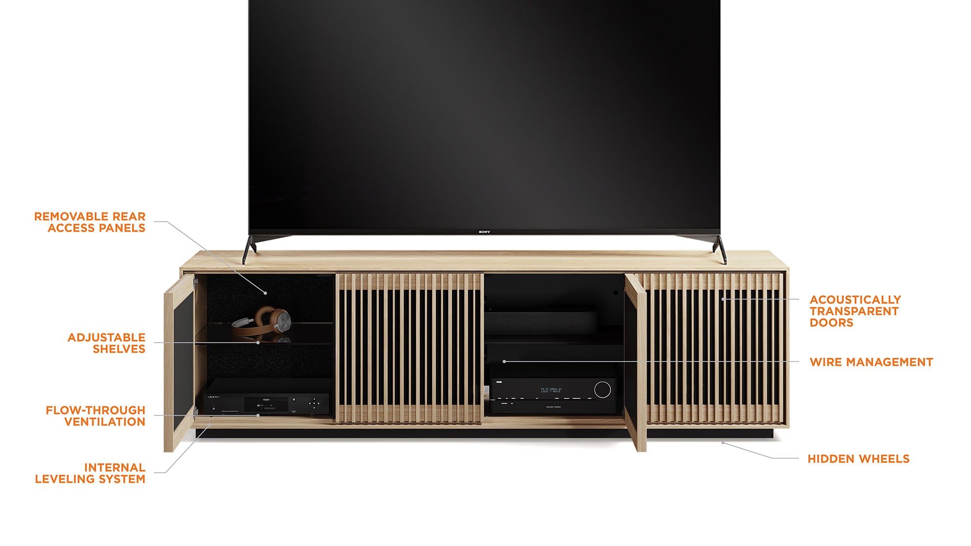 BDI Profile Storage Cabinet 8479 Washed Oak - Floor Sample