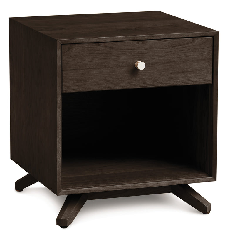 Copeland Astrid One Drawer Night Stand in stained smoked Cherry Lacquered Finish