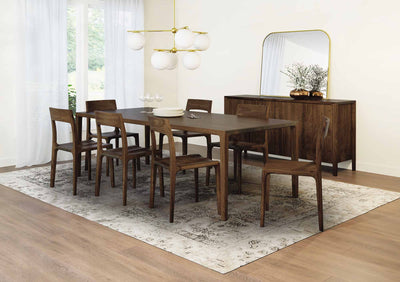 Lisse Walnut dining collection with chairs, table, and sideboard GALLERY