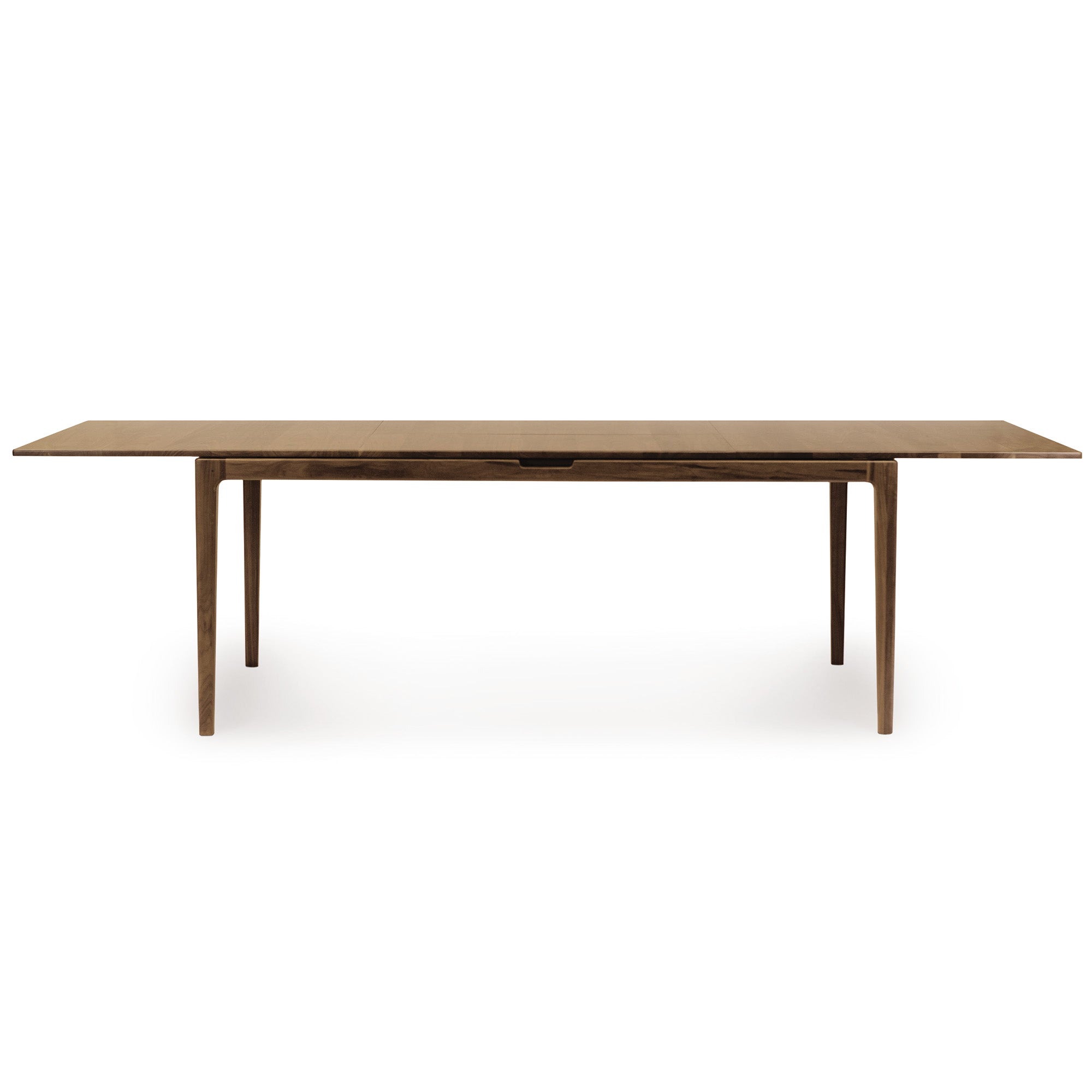 Opened extension table solid walnut Lisse Dining Table by Copeland Furniture 