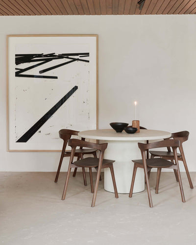 Five Bok Dining Chairs around a 49 inch Round Elements Dining Table GALLERY