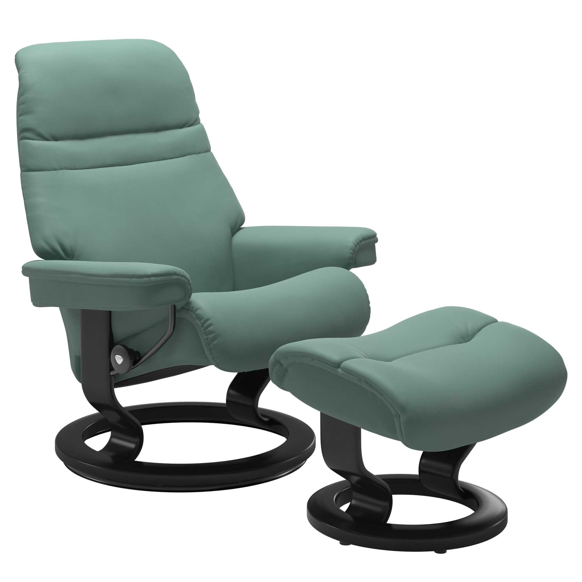 Stressless Sunrise Small Recliner & Ottoman - Classic - Paloma Aqua Green - In Stock