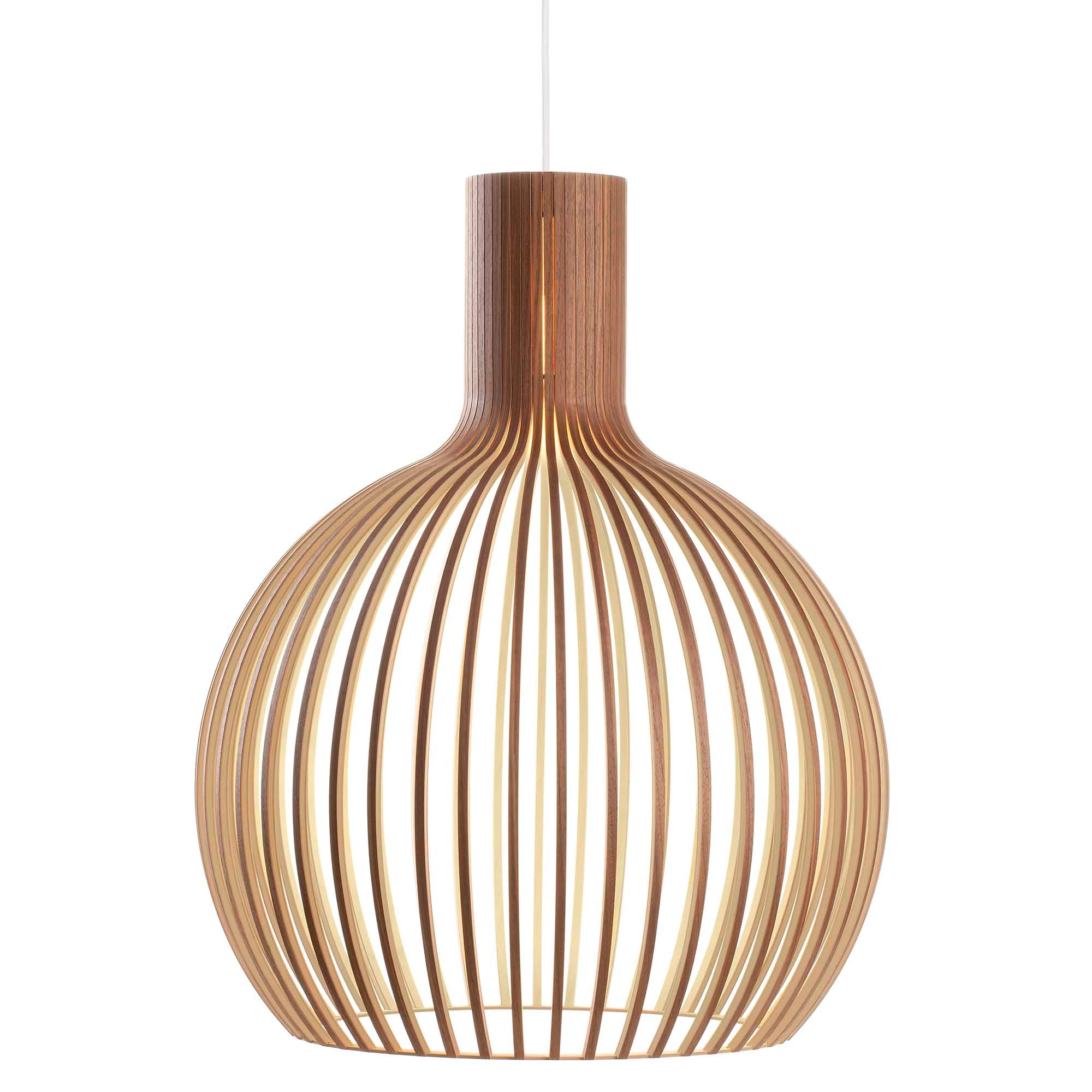 Walnut Slatted Pendant on white background
