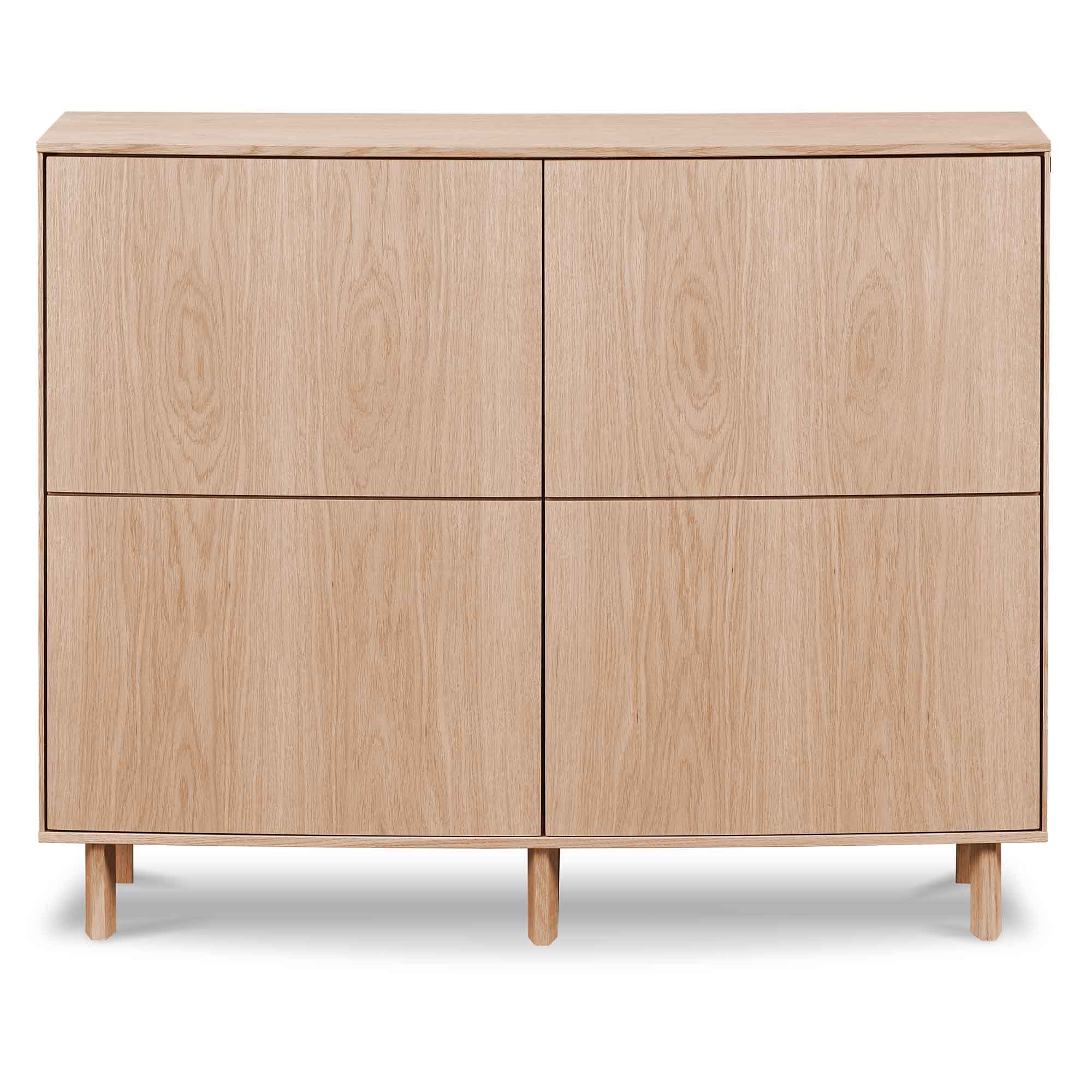 shown in white oak, the SM 412 has two doors that appear as four
