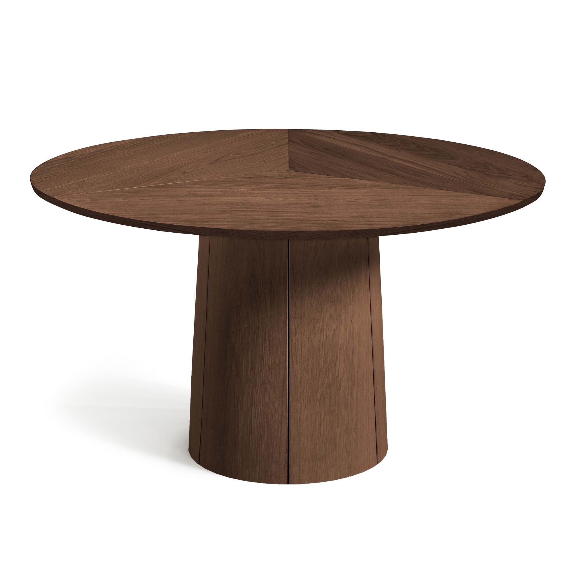 full product image of veneer warm brown walnut pedestal table
