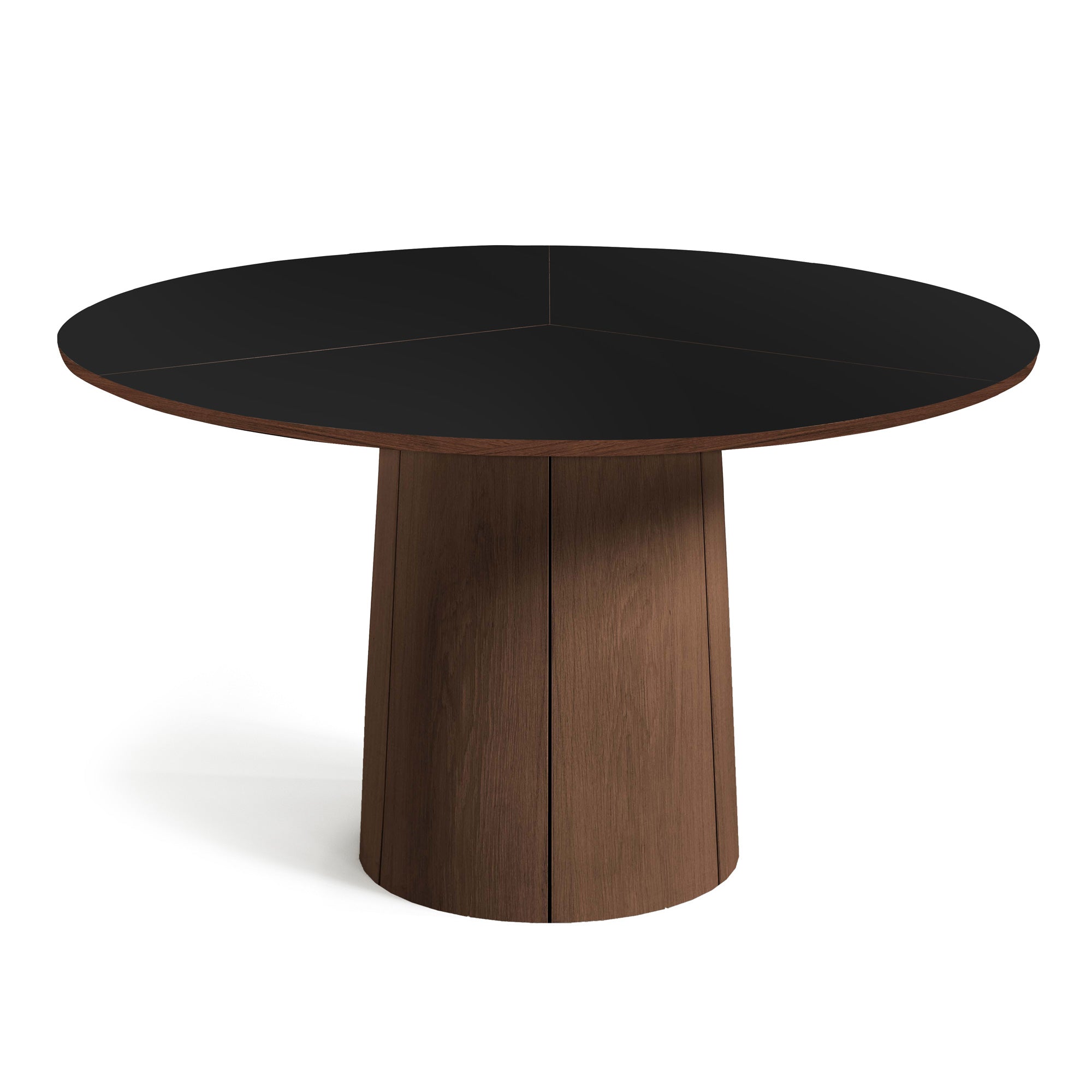 product with brown walnut base with a black nano laminate top