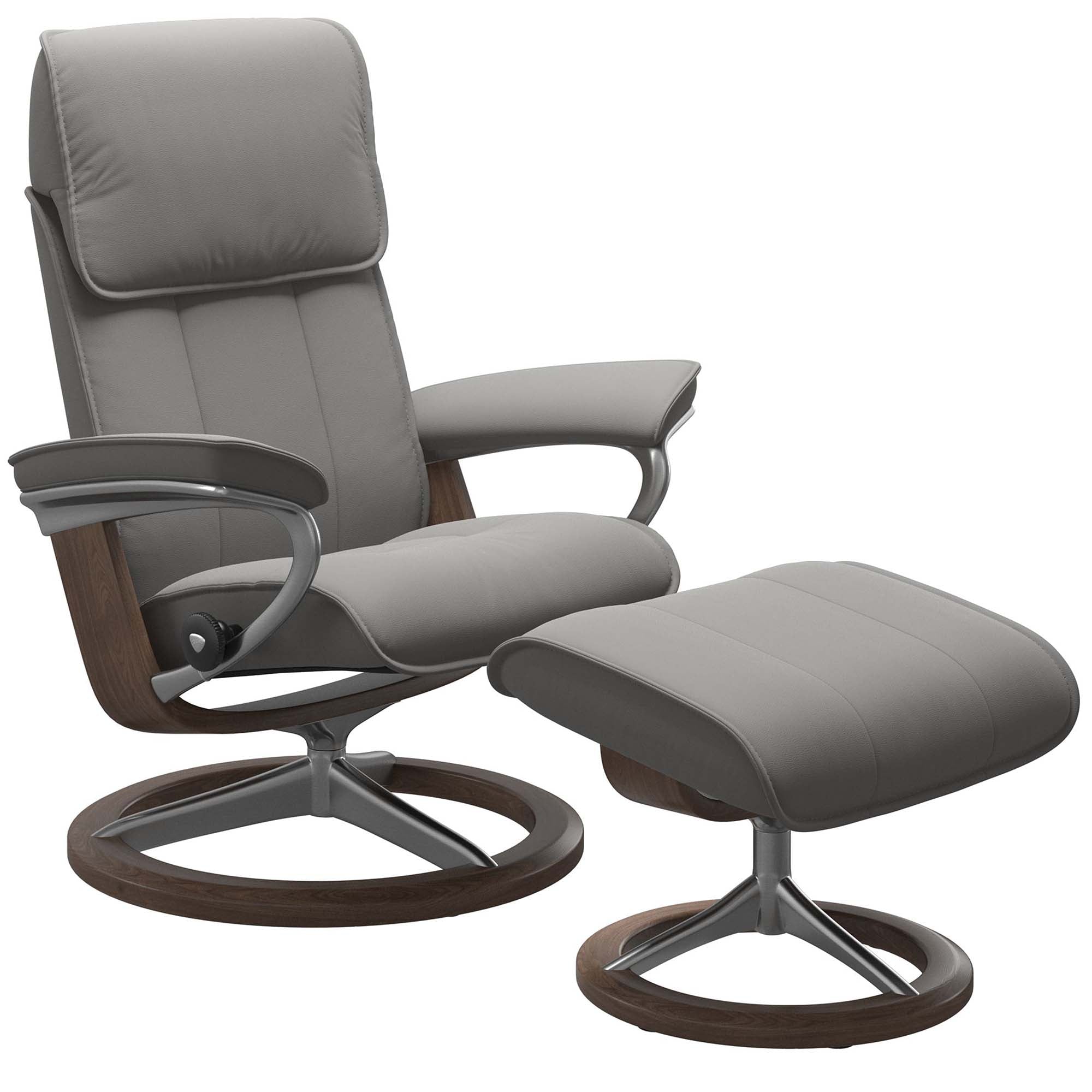 Stressless Admiral Large Recliner & Ottoman - Classic - Paloma Chocolate - In Stock