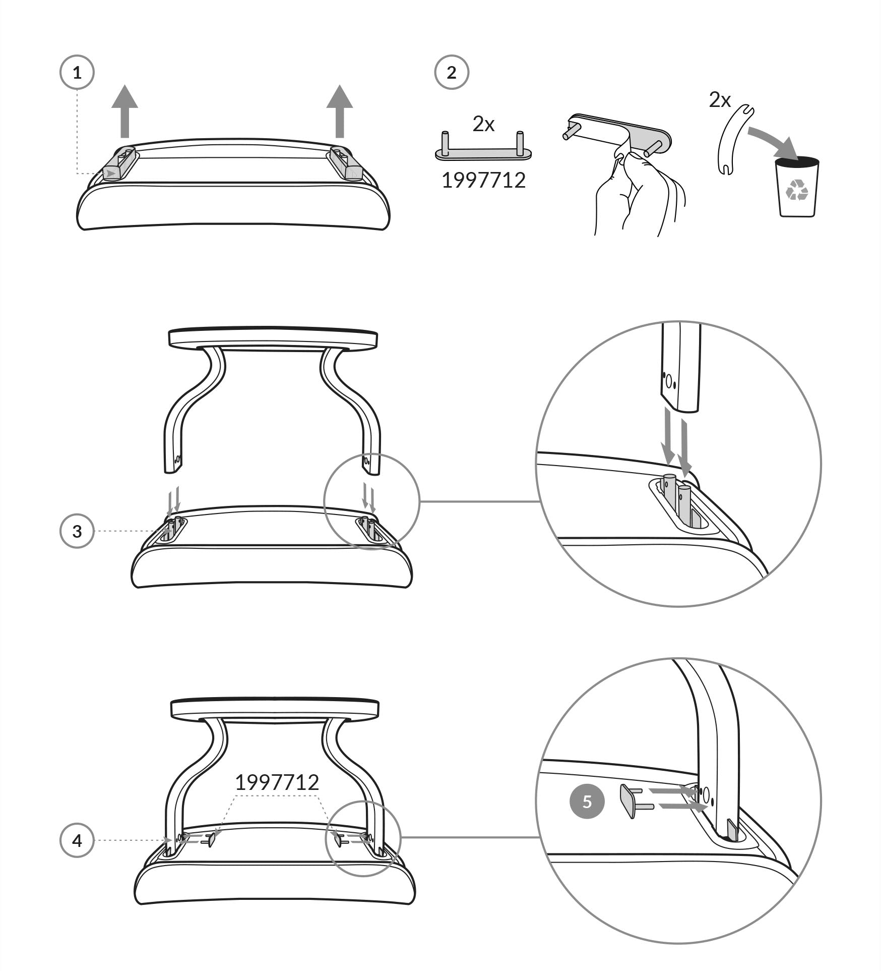 Stressless Ottoman Repair Kit - Replacement Parts