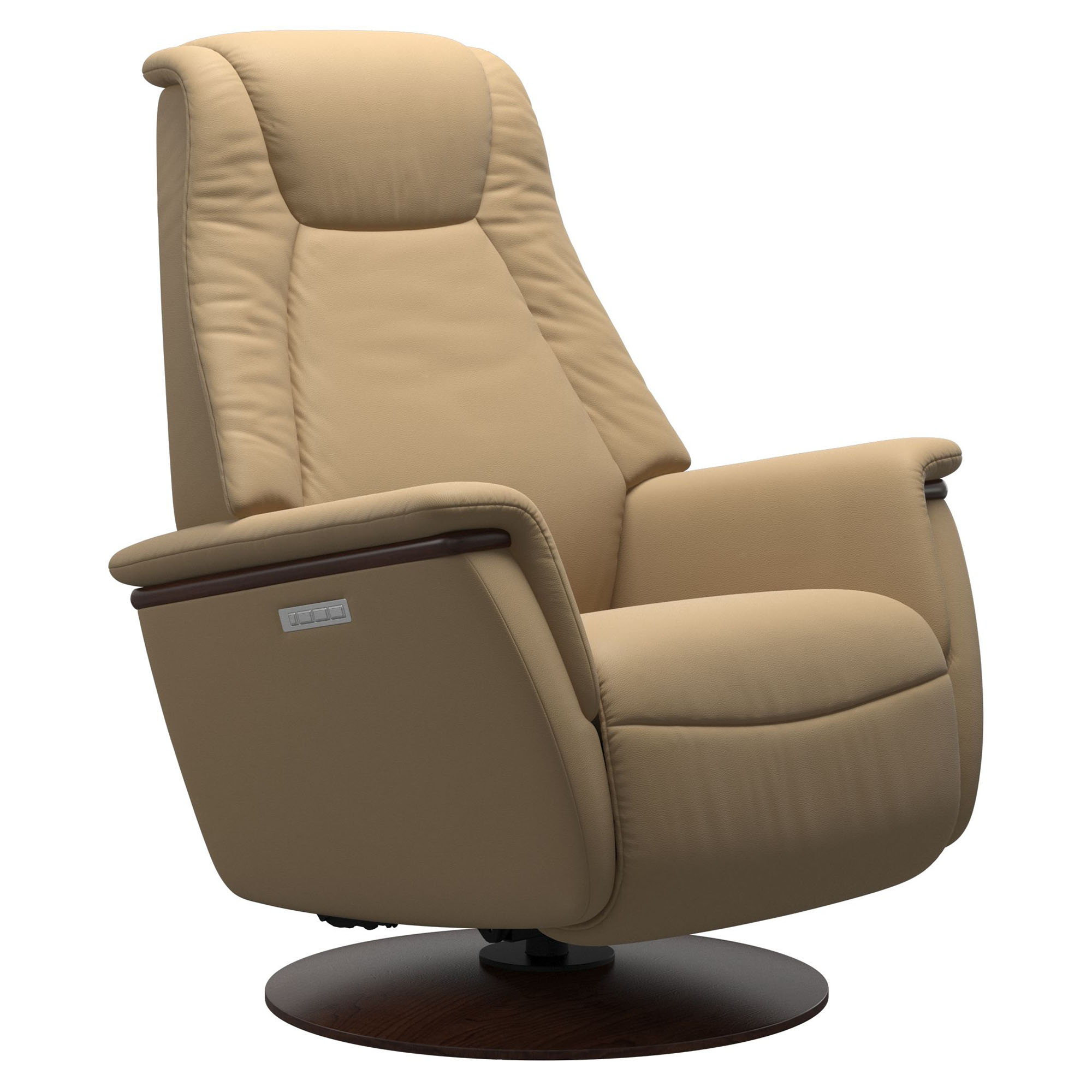 Paloma Sand with a Brown Stained Base on Stressless Max Power Recliner