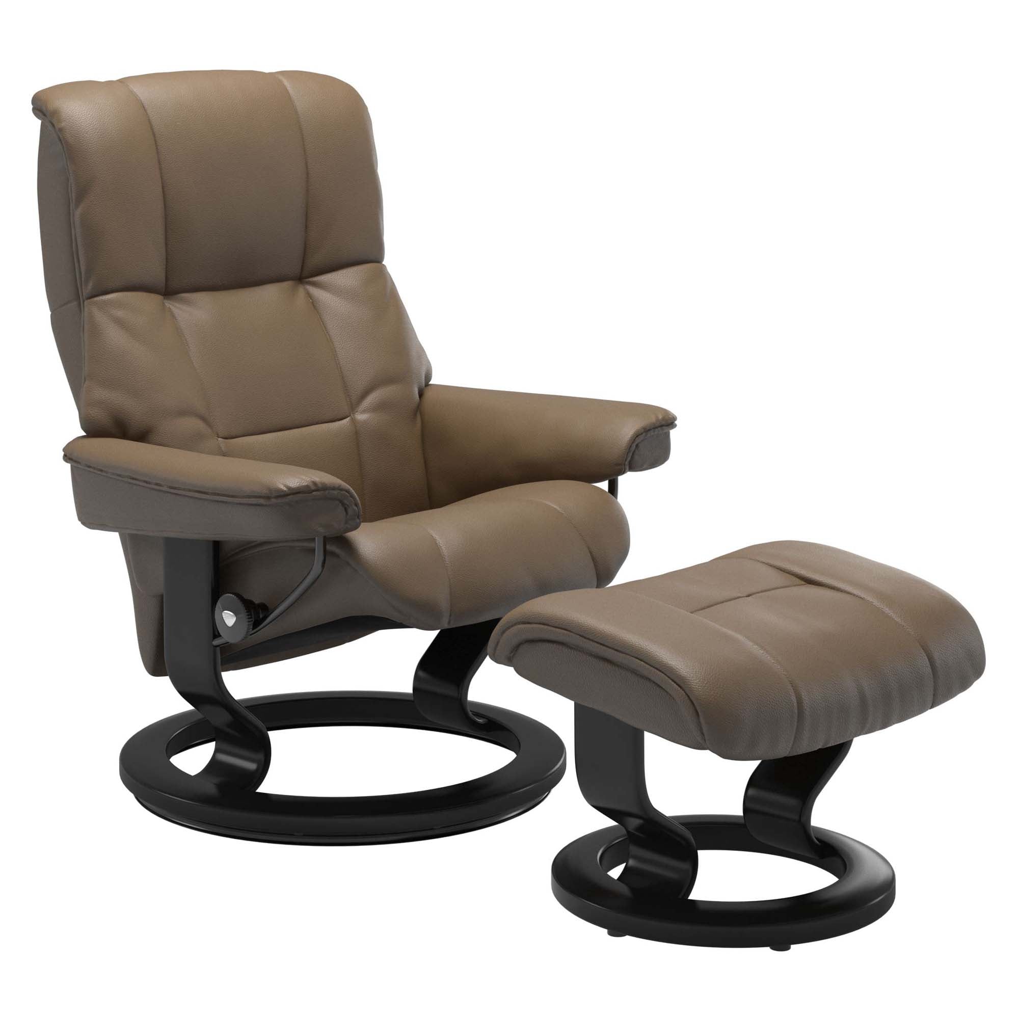 Stressless Mayfair Small Recliner & Ottoman - Classic - Velaro Mole - In Stock