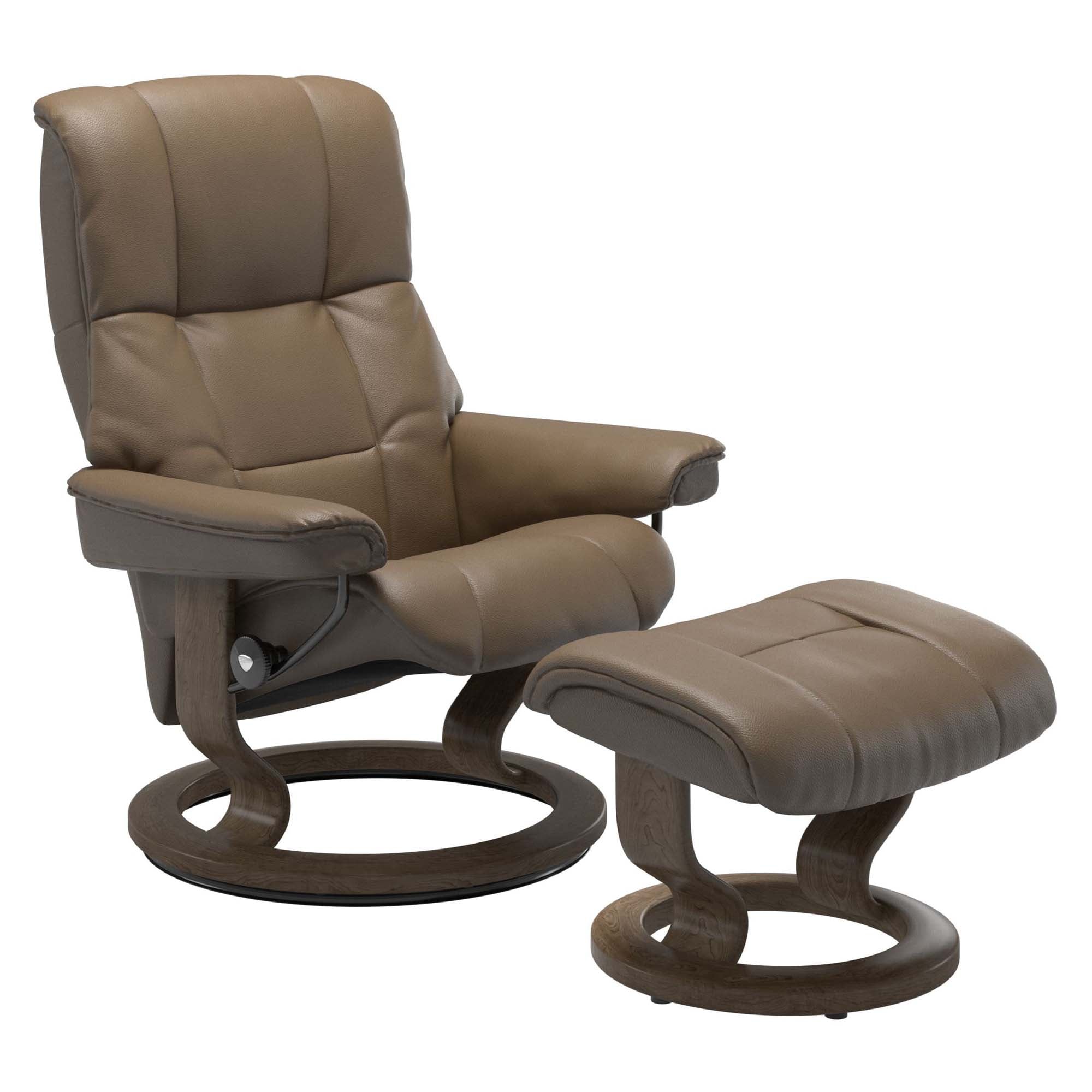 Stressless Mayfair Small Recliner & Ottoman - Classic - Velaro Mole - In Stock