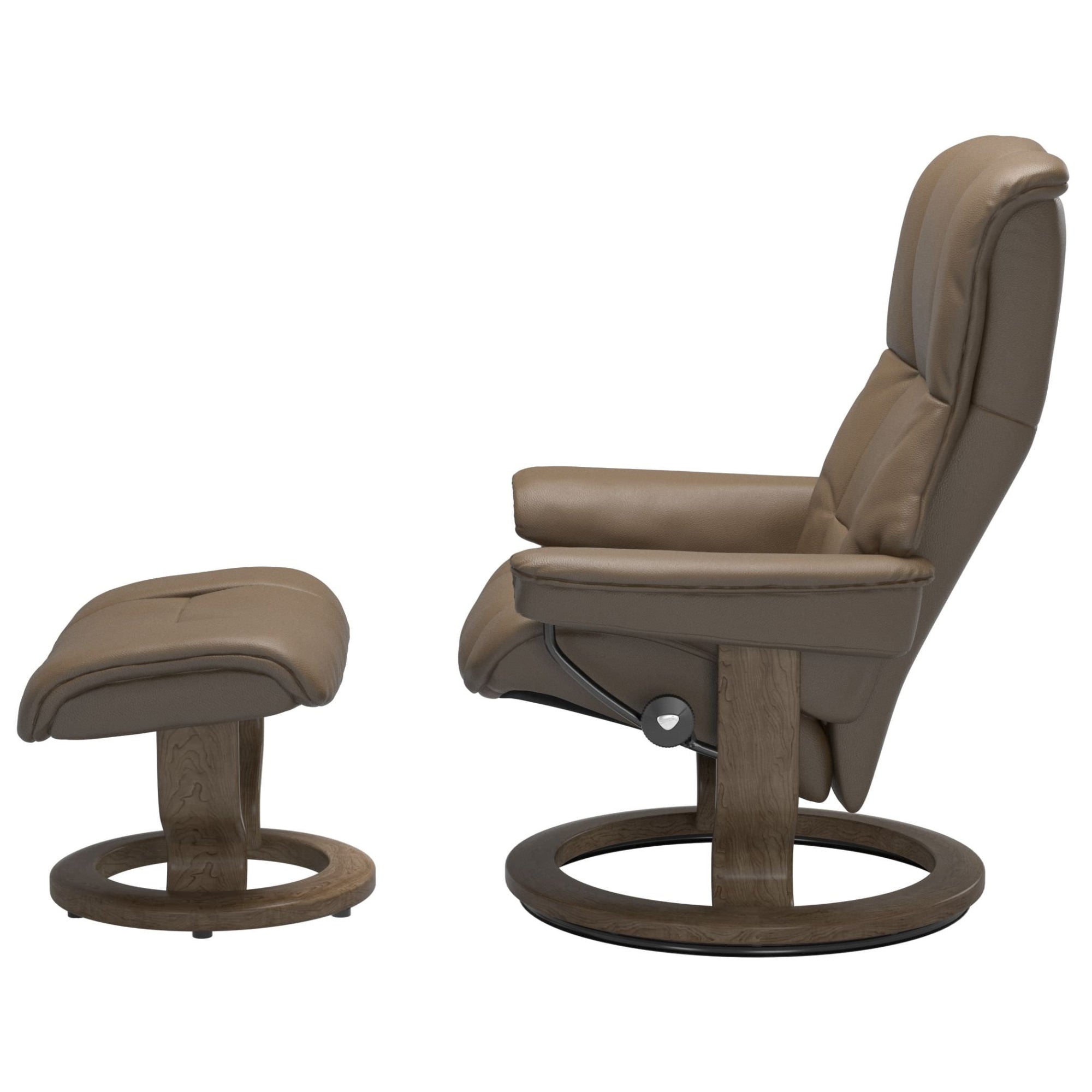 Stressless Mayfair Small Recliner & Ottoman - Classic - Velaro Mole - In Stock