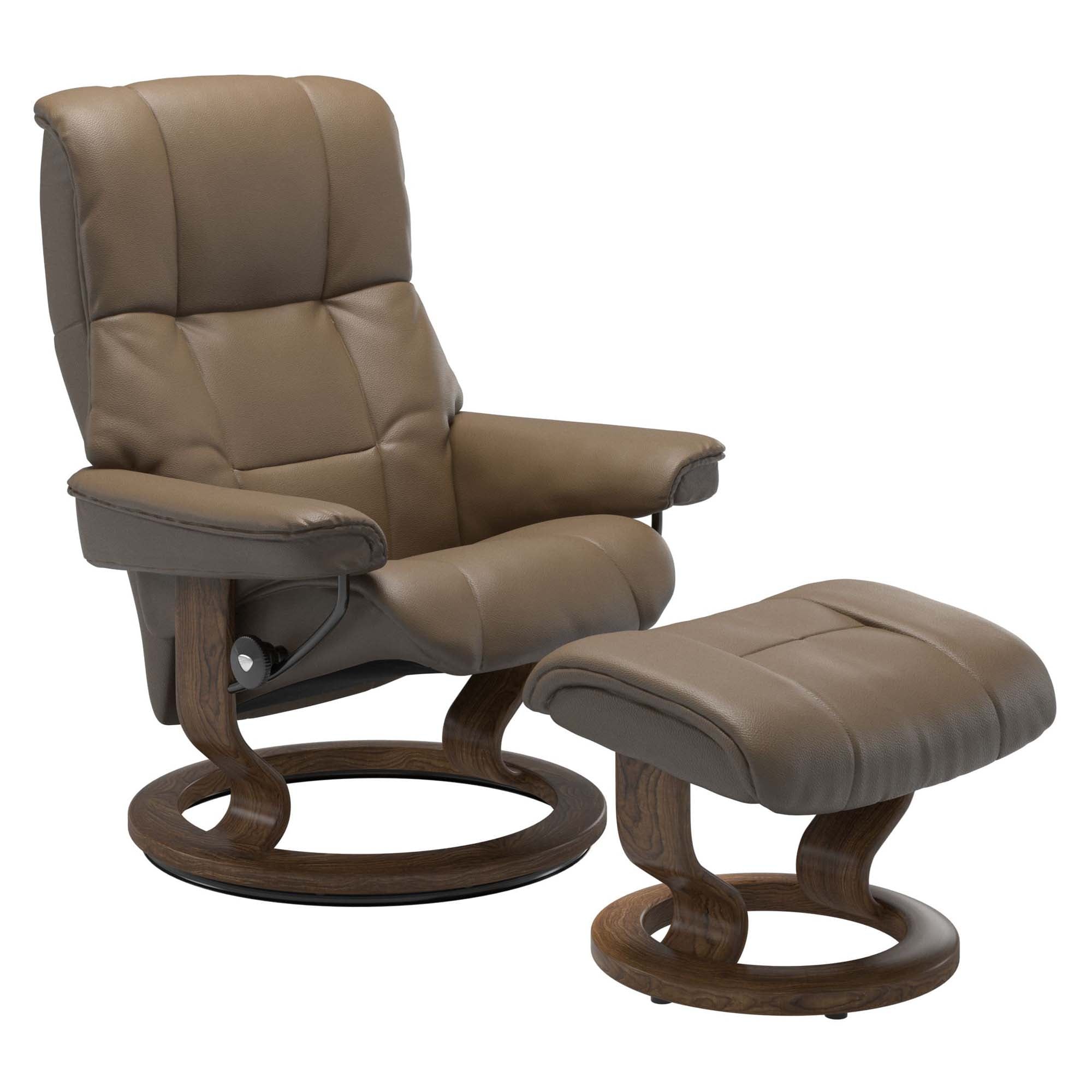 Stressless Mayfair Small Recliner & Ottoman - Classic - Velaro Mole - In Stock