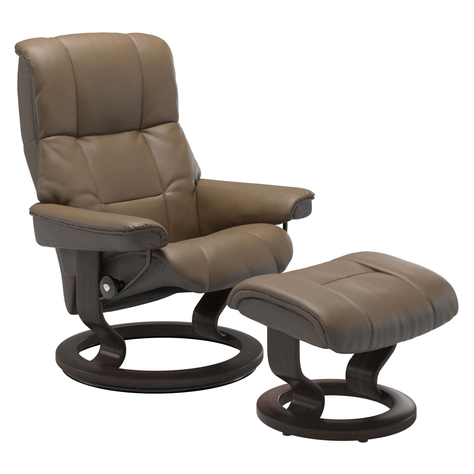 Stressless Mayfair Small Recliner & Ottoman - Classic - Velaro Mole - In Stock
