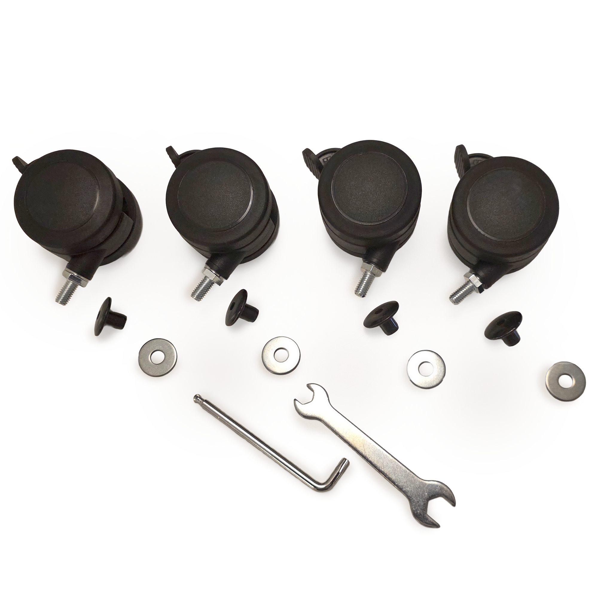 Set of Four Black Stressless Ottoman Casters with assembly kit