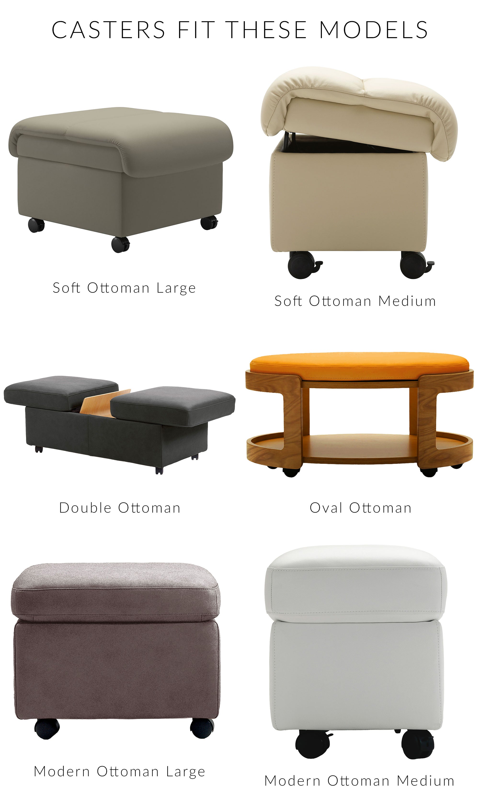 Locking Caster Kit for Stressless Ottomans