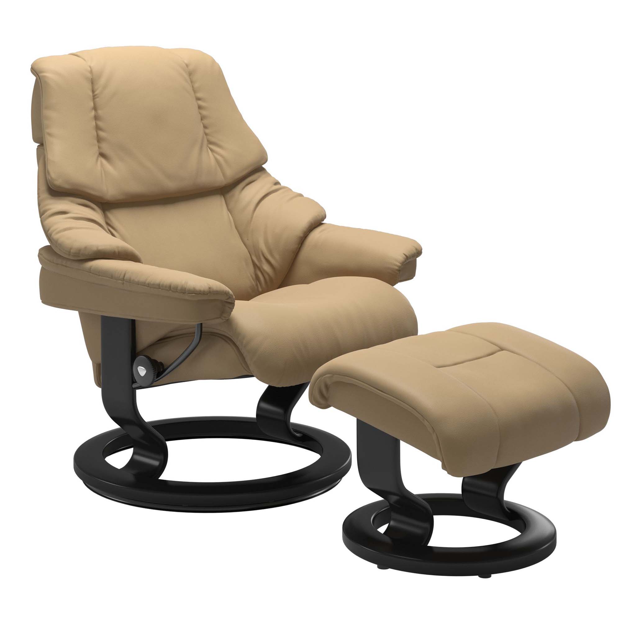 Stressless Reno Large Recliner & Ottoman - Classic - Paloma Sand - In Stock