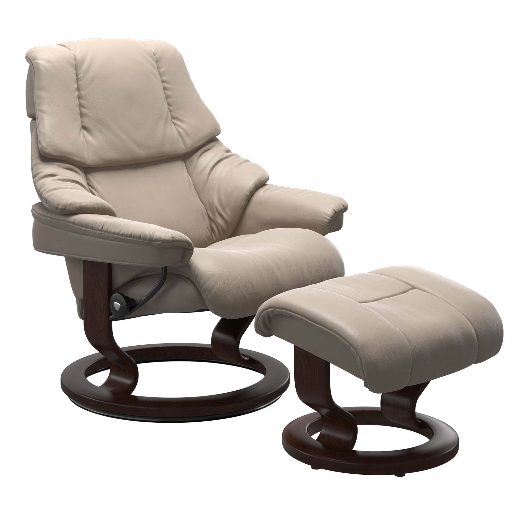 Stressless Reno Medium Recliner & Ottoman - Classic - Paloma