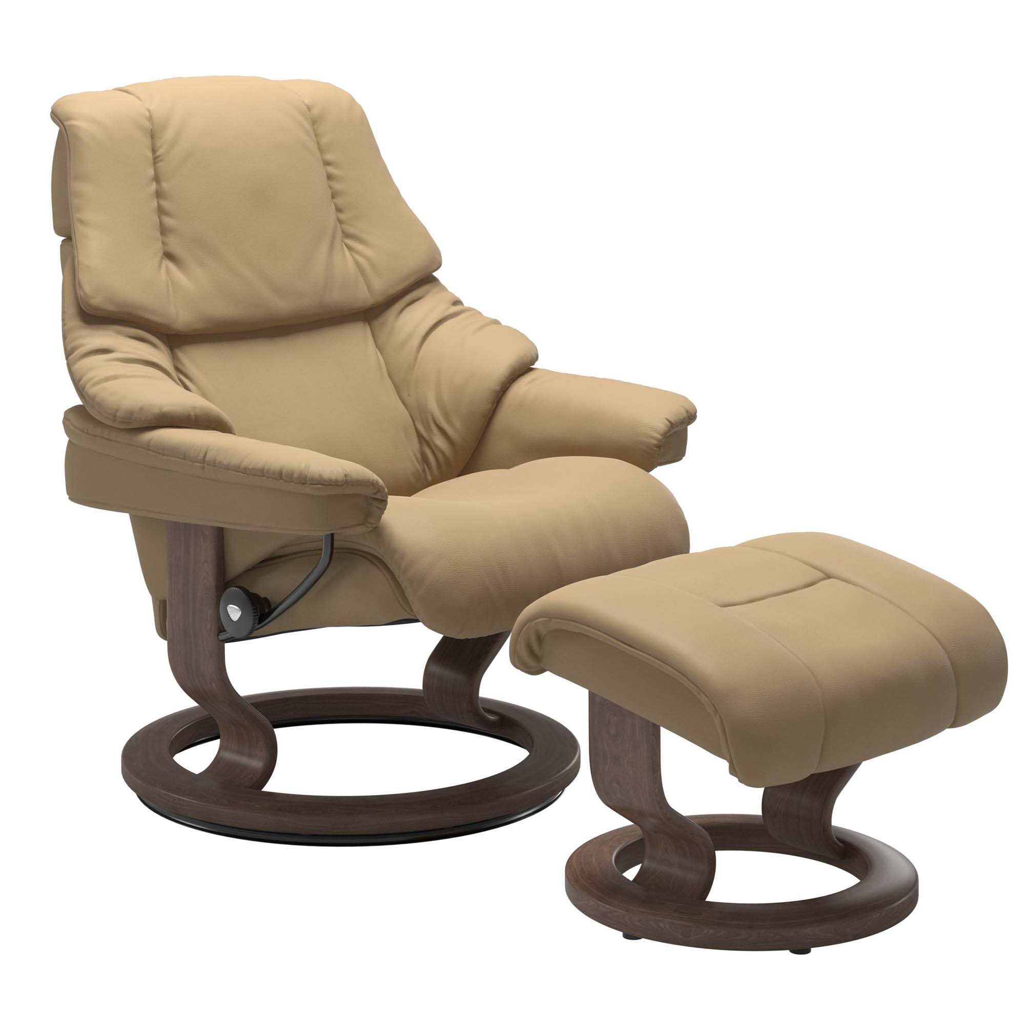 Stressless Reno Large Recliner & Ottoman - Classic - Paloma Sand - In Stock