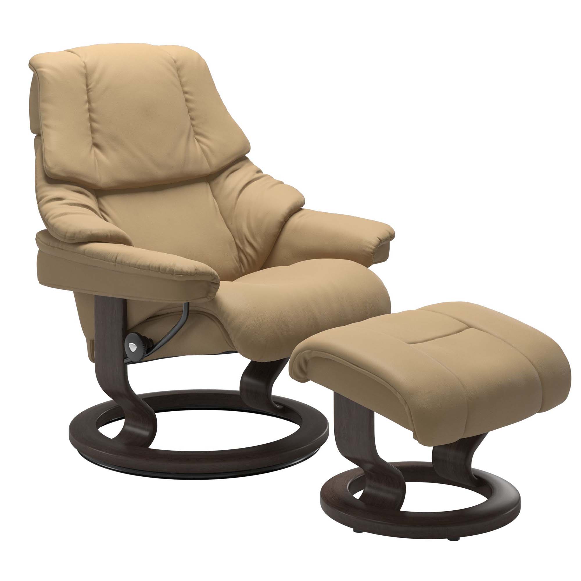 Stressless Reno Large Recliner & Ottoman - Classic - Paloma Sand - In Stock