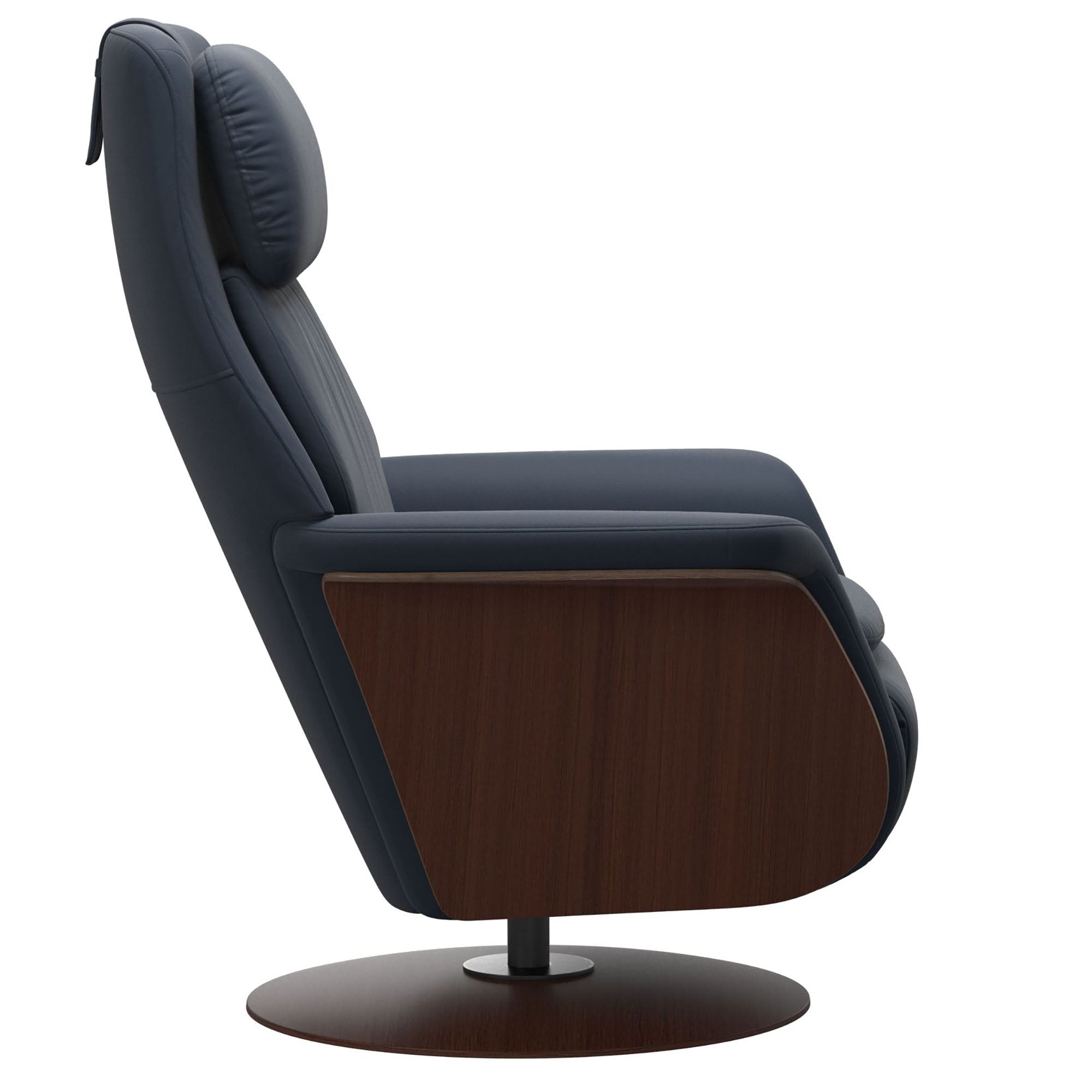 Stressless Sam Power Recliner & Ottoman - Paloma Oxford Blue - In Stock