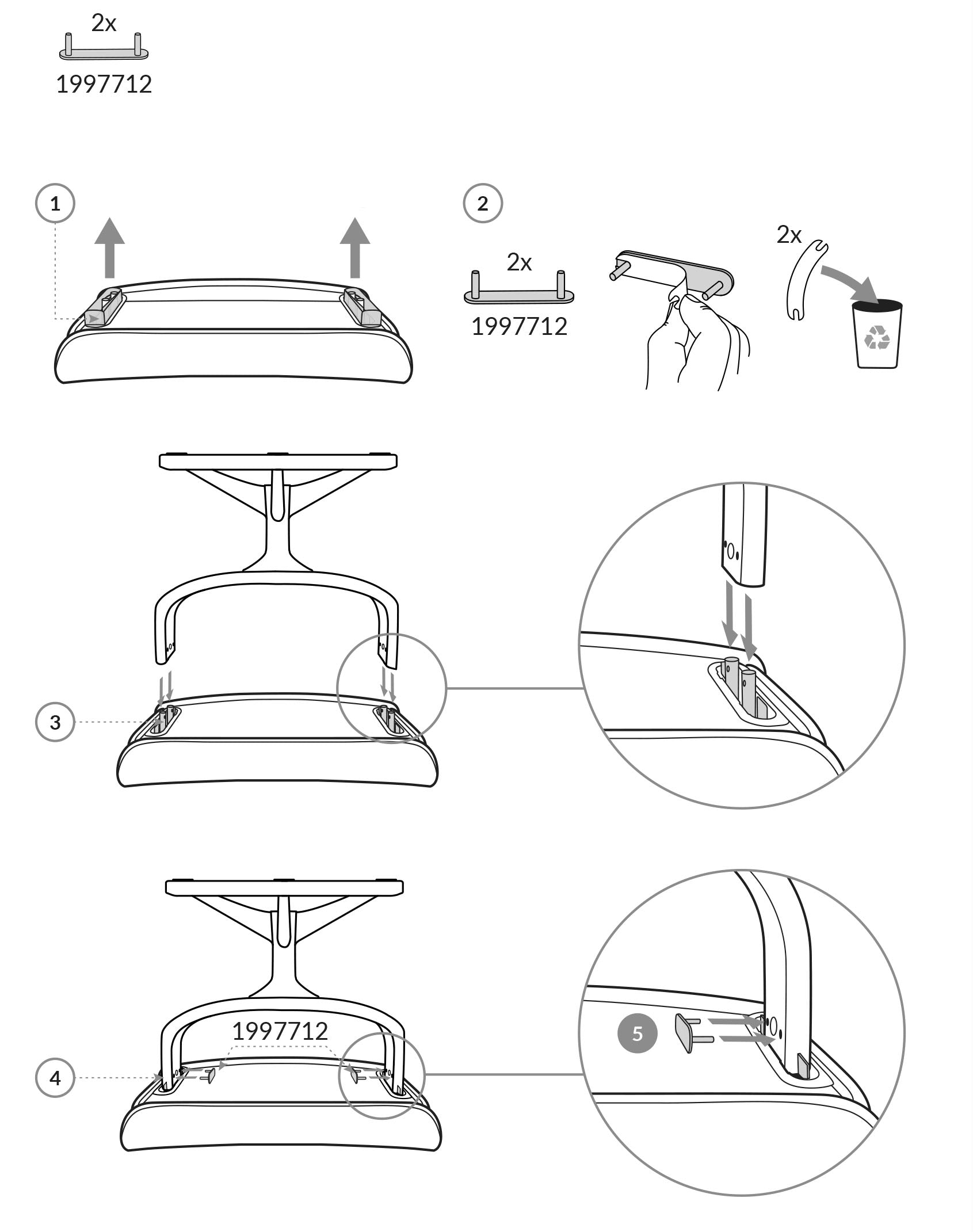 Stressless Ottoman Repair Kit - Replacement Parts