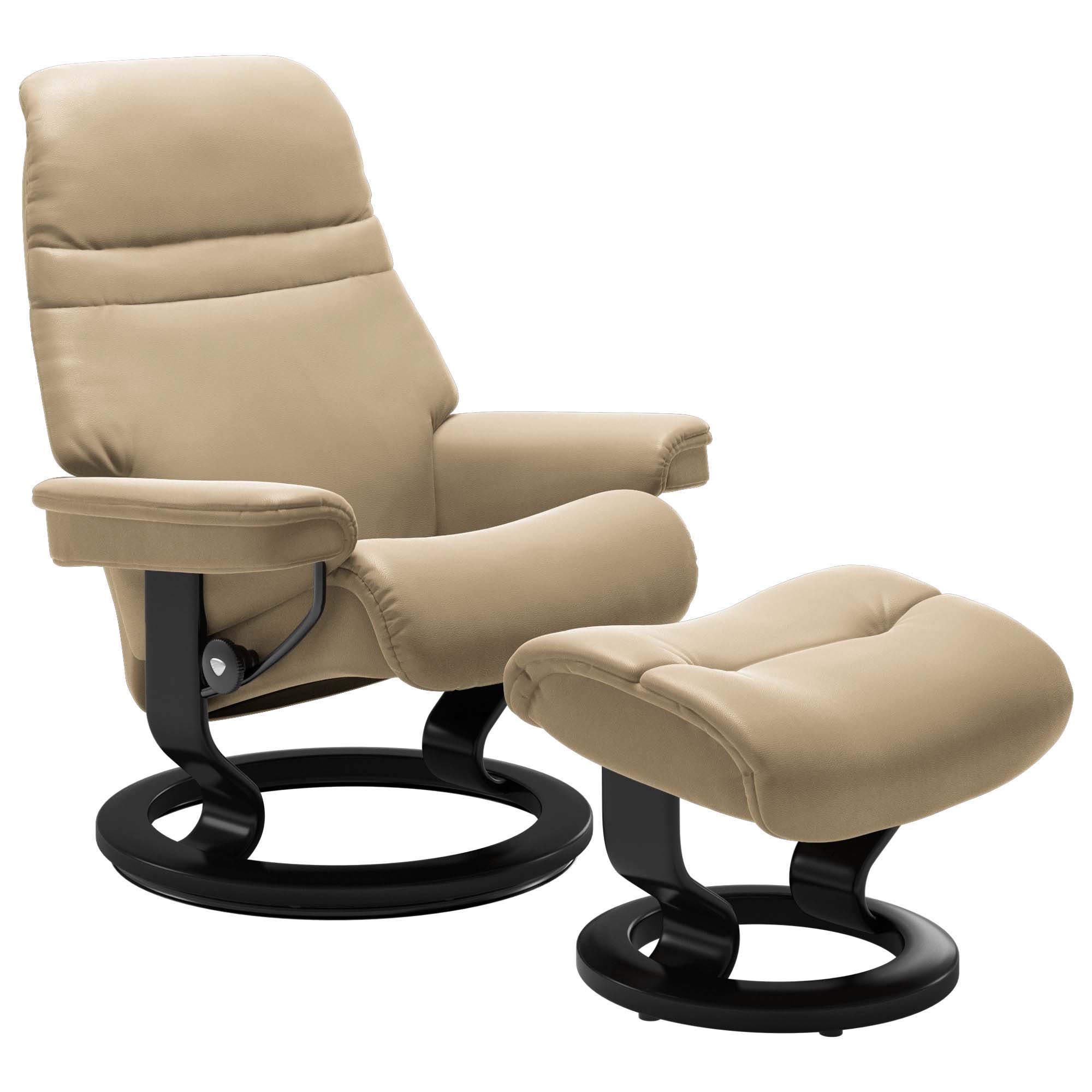 Stressless Sunrise Medium Recliner & Ottoman - Classic - Cori Beige - In Stock