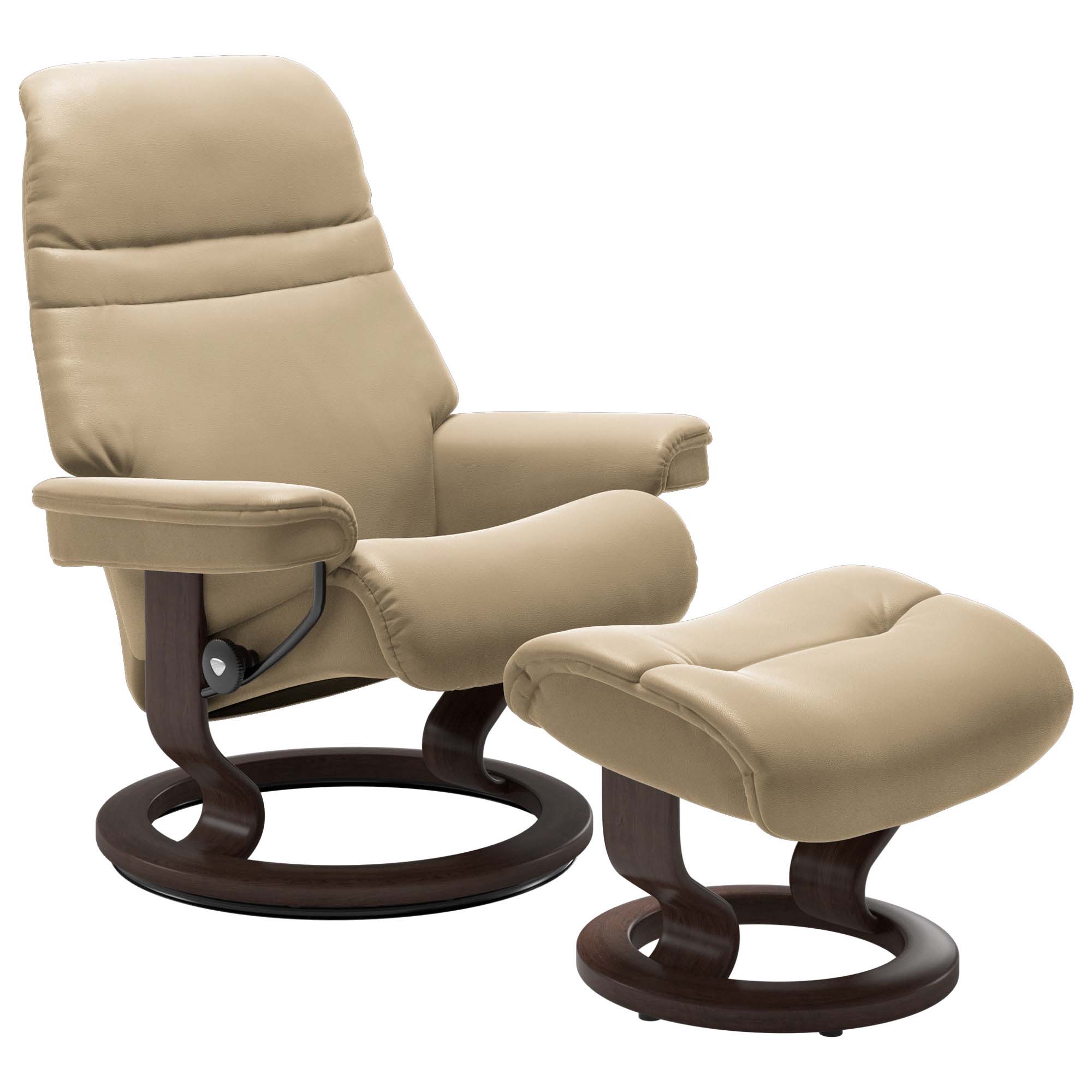 Stressless Sunrise Medium Recliner & Ottoman - Classic - Cori Beige - In Stock
