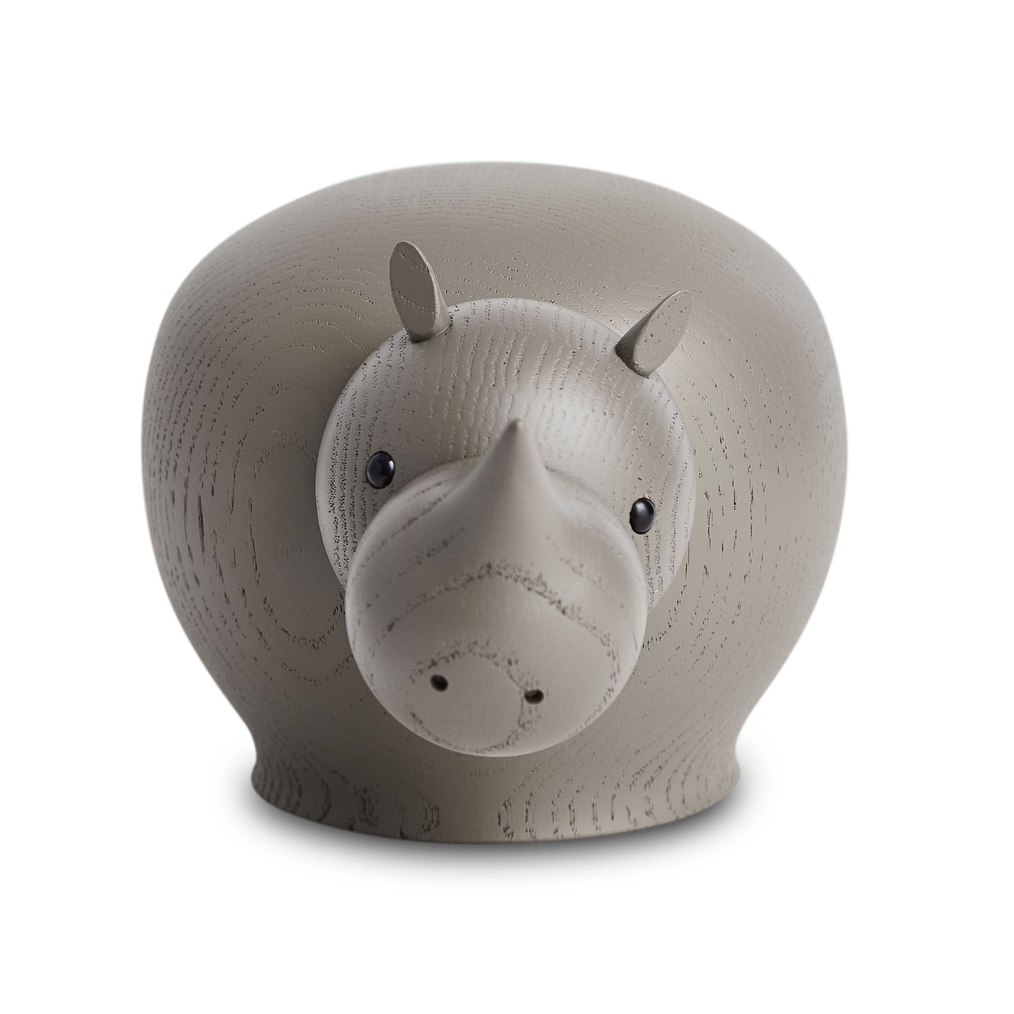 Gray rhinoceros-shaped object on a white background