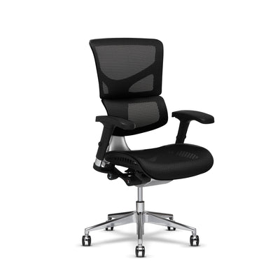 X-Chair K-2 Sport Task Desk Chair in black mesh chrome base and casters with height adjustable black arms 