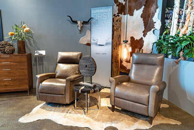 American Leather Comfort Recliner Felix and Ada Lifestyle Image High Point Market GALLERY