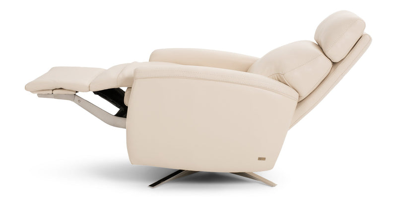 American Leather Comfort Recliner Gordon opened with star base profile view polished nickel GALLERY