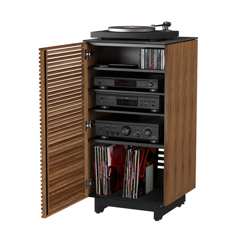 BDI 8172 Av Tower open door with records and turntable on top GALLERY