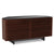 BDI Corrisor Corner TV Cabinet in natural walnut with horizontal slatted chocolate stained walnut doors