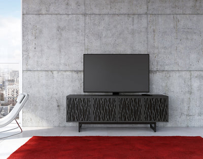 BDI Elements Media Console 8779 Charcoal Grey in contempoary room with grey wall GALLEERY